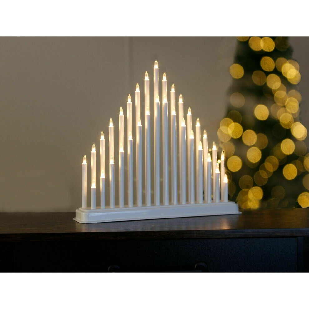 34cm Xmas 33 LED Indoor WHITE Modern CANDLE ARCH / CANDLELIER/ bridge Tower