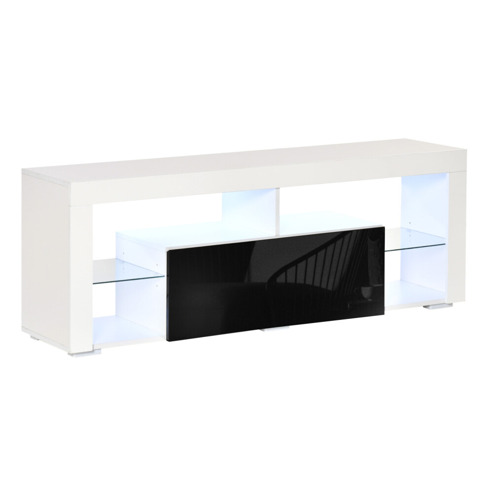 HOMCOM 140cm TV Stand Cabinet High Gloss TV Stand Unit W/ LED RGB