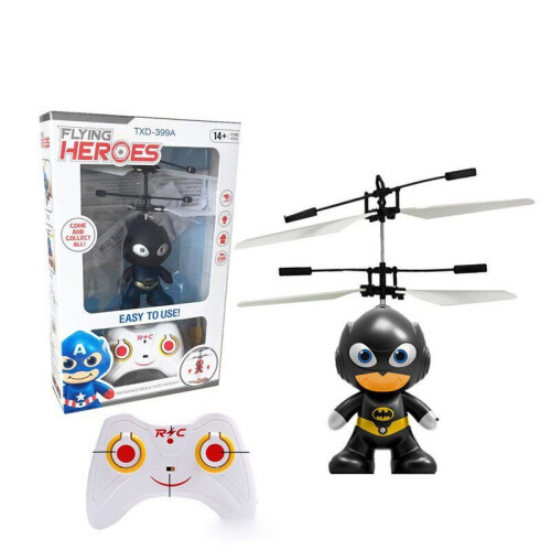 (Black A) Superhero Iron Man Spiderman Batman RC Flying Remote Control Aircraft Airplane
