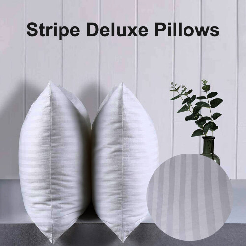 (PACK OF 6) Stripe Luxury Quilted Soft Bounce Back Pillows 2