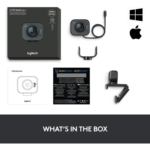 Logitech Logitech StreamCam Web Camera, 1080P HD 60fps Streaming Webcam with USB-C and Built-in Microphone, Graphite - Black 2