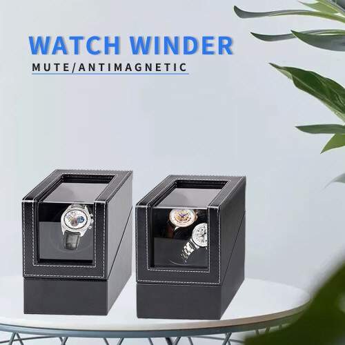 Double Watch Winder Box Automatic Rotating Watch Rotator Case Men Self 1