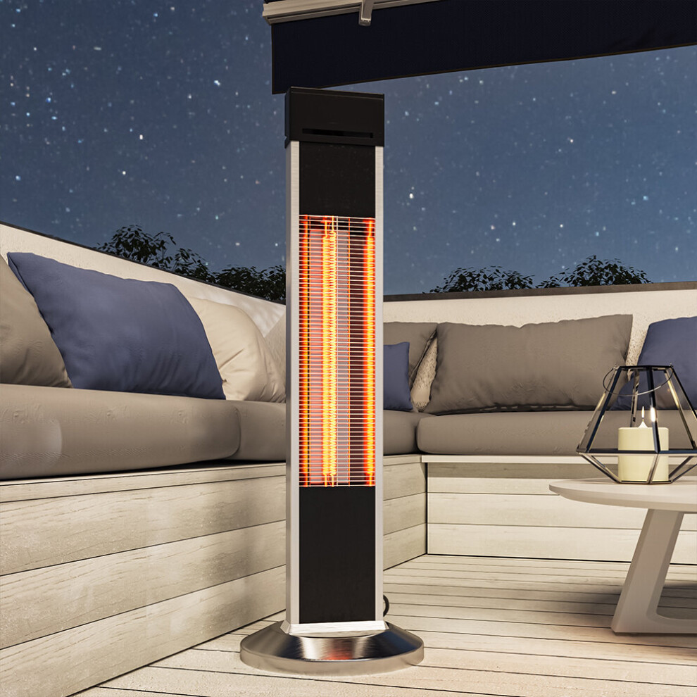 Living And Home 2Kw Portable Free Standing Patio Heater Garden Carbon Fibre Heaters Black