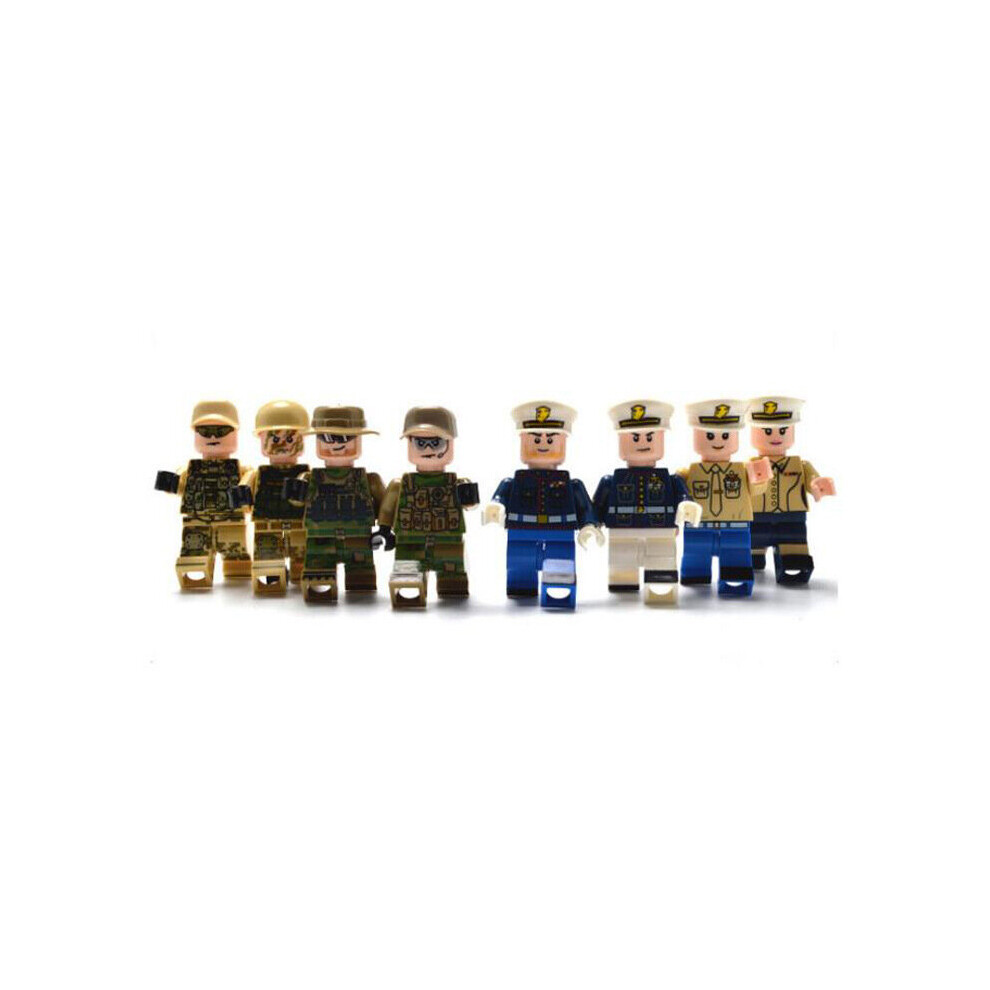 8PCS Marine Corps Officer Commander Camouflage Small Particle Assembled Building Blocks