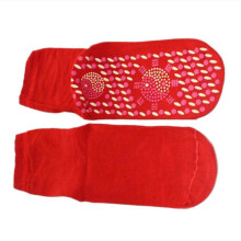 (Red) 5 Pairs Self Heating Tourmaline Magnetic Therapy Health Socks  Foot Pain Warmth