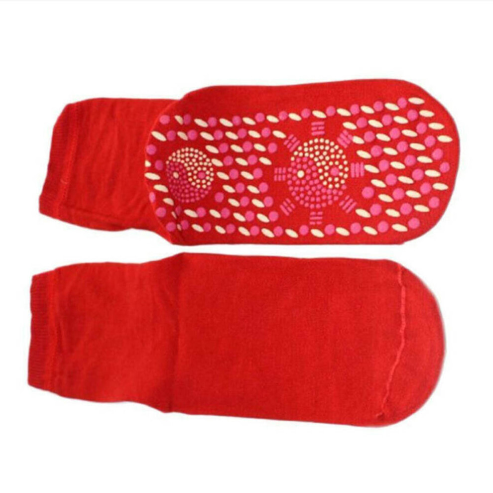 Red (Red) 5 Pairs Self Heating Tourmaline Magnetic Therapy Health Socks Foot Pain Warmth
