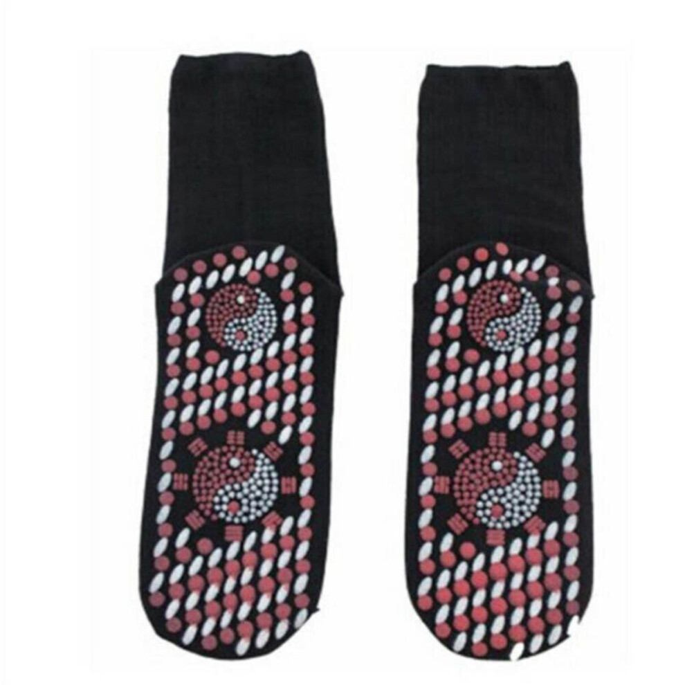Black (Black) 5 Pairs Self Heating Tourmaline Magnetic Therapy Health Socks Foot Pain Warmth