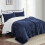 Imperial Rooms (Navy, Single (137 x 200 cm)) Plain Duvet Quilt Cover 3PC Reversible Bedding Set 6