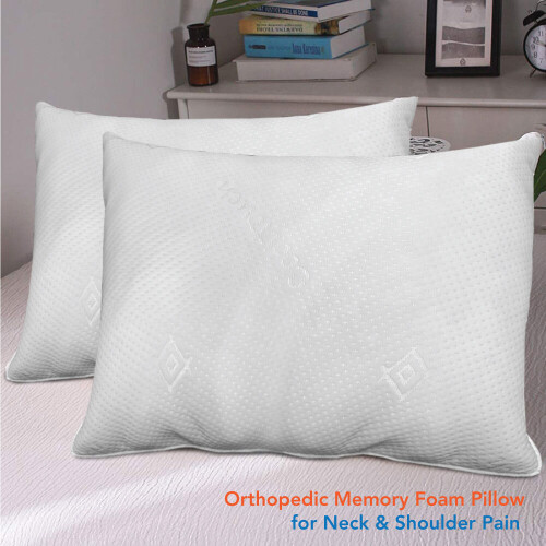 (MEMORY FOAM PILLOW, PACK OF 6) Ultra Soft Pillows Memory Foam Stripe Bounce Back