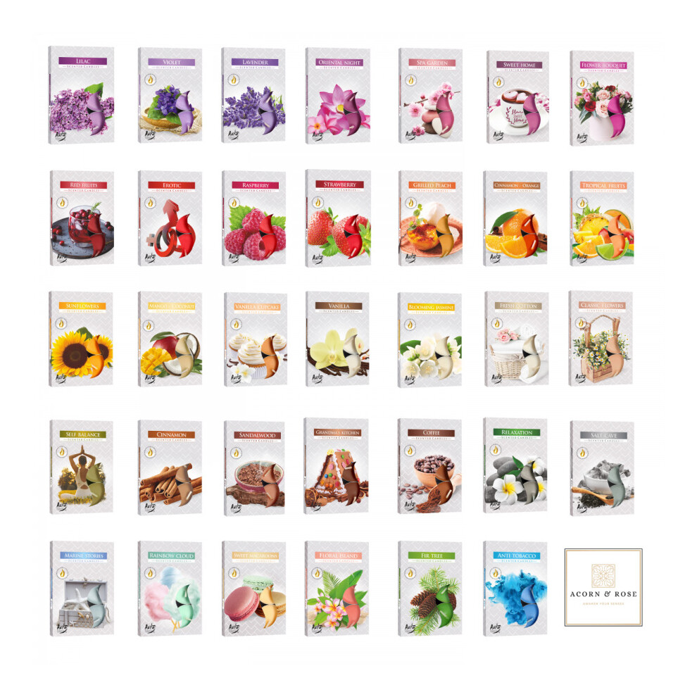 (Violet) Set of 18 Scented Tea light Candles Paraffin Wax 4 Hr Burn Time Home Office Gift-image-OPC-P8R25ZR-NEW