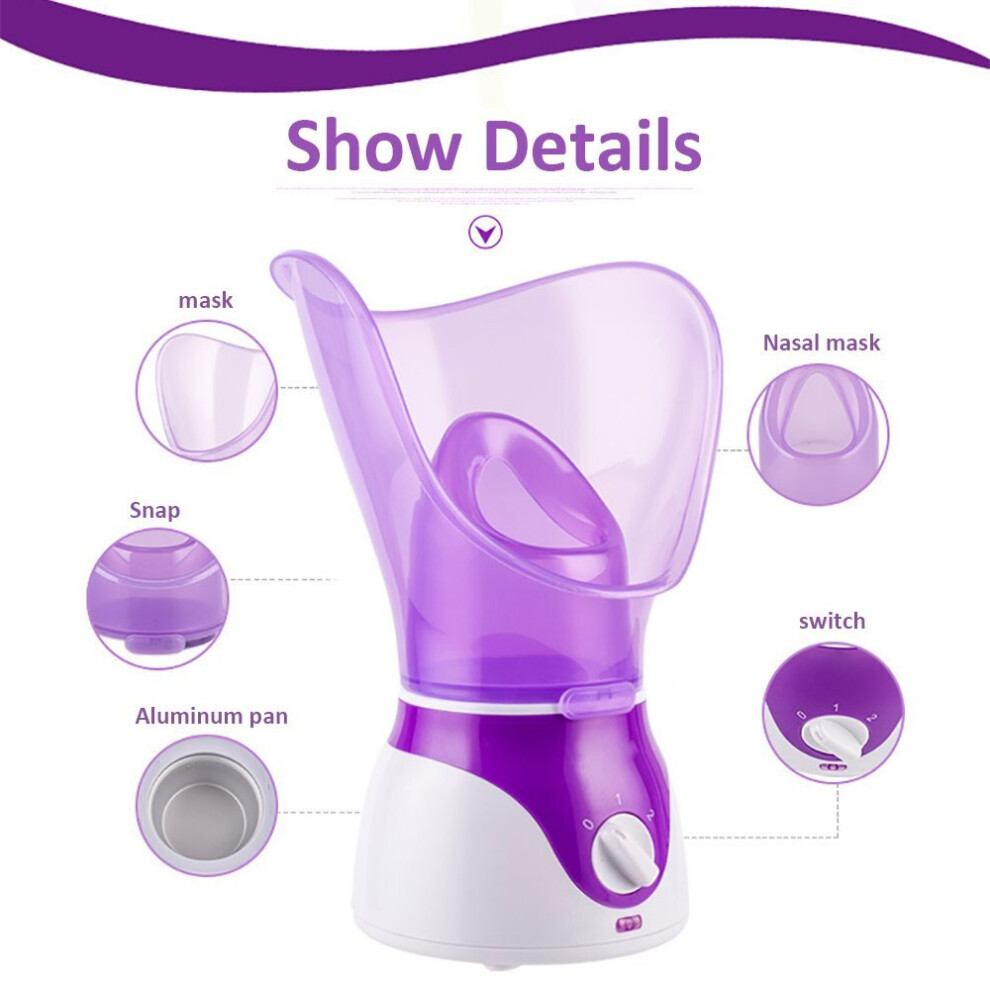 Firssonlife Purple Facial Steamer Spa Pores Steam Sprayer Sauna Skin Mist Clean Beauty Face