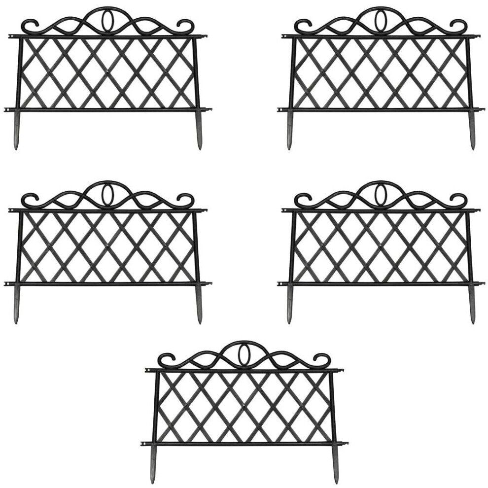 Set of 5 Plastic Lawn Edging Lattice Panels (45cm x 35cm)