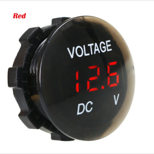 (Red) DC 12V-24V Digital Panel Voltmeter Motorcycle Tester LED Display Car Truck
