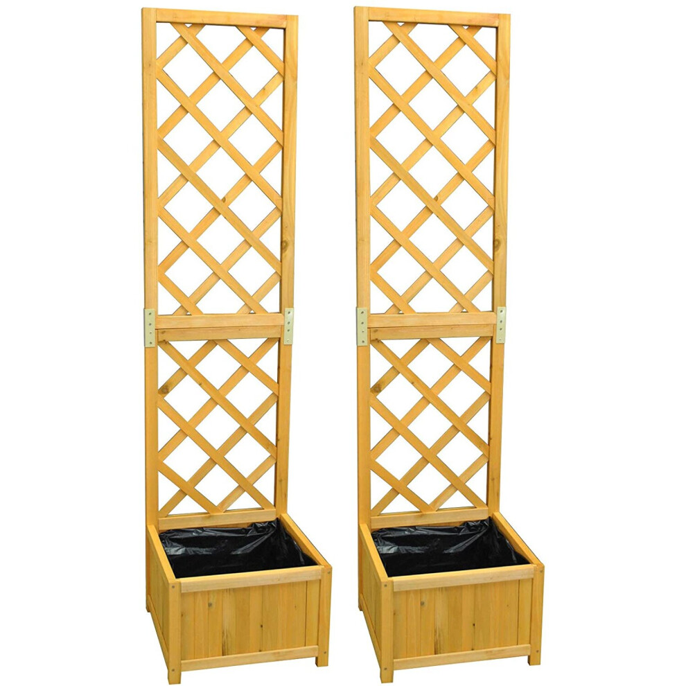 Wooden Garden Planter with Trellis (Set of 2)