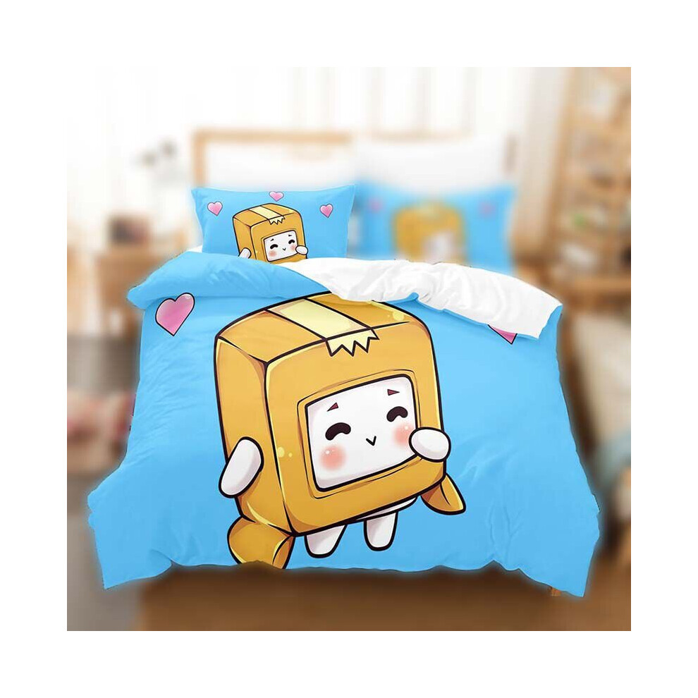 (Navy Blue, EU-Single(2pcs):135×200cm) Lankybox Duvet Cover Set Double King Bedding Quilt Cover Pillowcase 2/3pcs