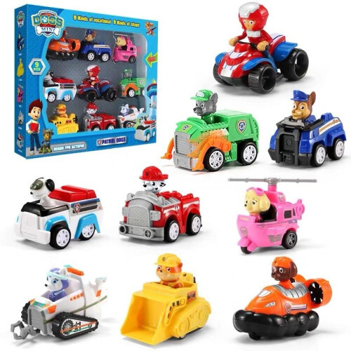 9-in-1 paw patrol pull back car children's pull back team toy set