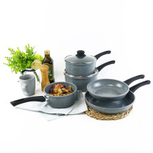 URBN-CHEF 5 Pc Forged Carbon Steel Grey Non-stick Saucepan & Frying Pot Pan Set