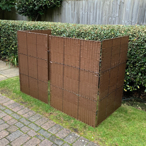 Selections Rattan Effect Wheelie Bin Screen (Triple) 1