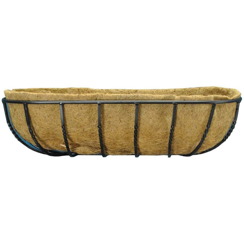 Manor Garden Black Metal Wall Basket Manger Trough Planter (75cm)