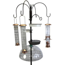 Deluxe Complete Metal Bird Feeding Station with Large Copper Style Feeders & Baffle