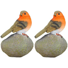 Robin on a Stone Resin Garden Ornaments (Set of 2)