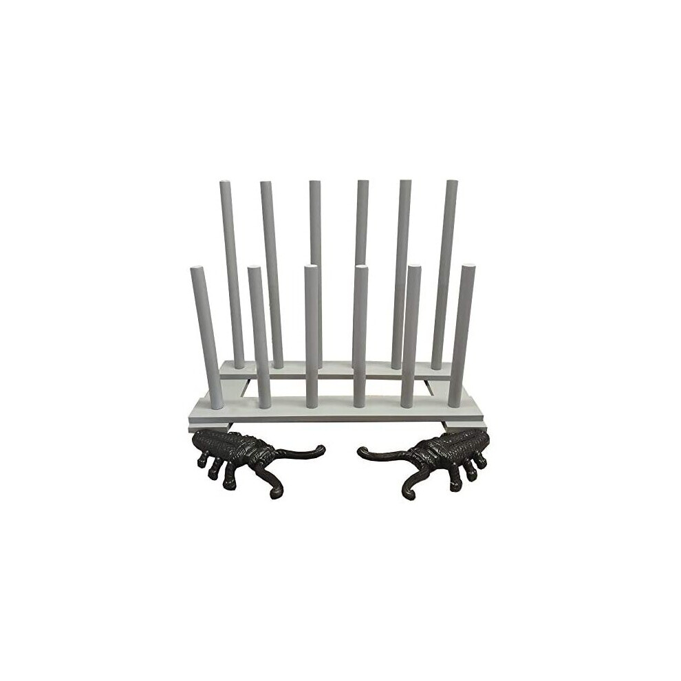 Wooden Welly Boot Rack Organiser with Two Cast Iron Beetle Boot Jacks