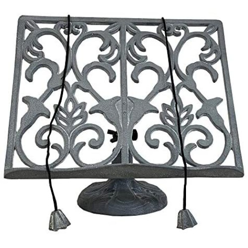 Cast Iron Floral Cookbook Stand in Grey