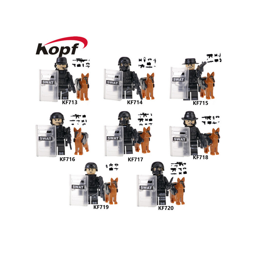 8PCS Military police Mini figure Building Blocks Kids Toys UK