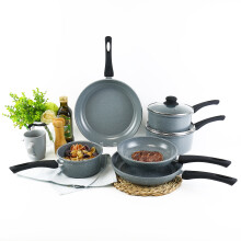 URBN-CHEF 6 Pc Forged Carbon Steel Grey Non-stick Saucepan & Frying Pot Pan Set
