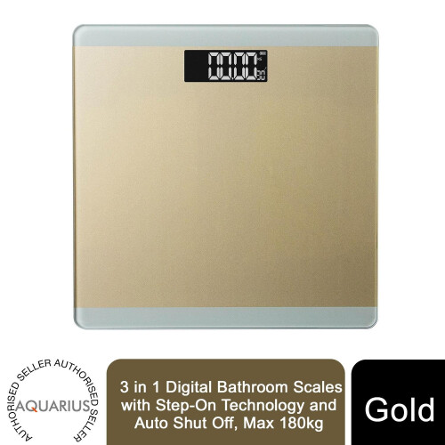 Aquarius 3 in 1 Digital Bathroom Weighing Scales, Gold on OnBuy