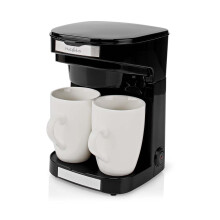 2 Cup Coffee Maker 0.25L Easy to Use Nylon Reusable Filter with Cups - Black