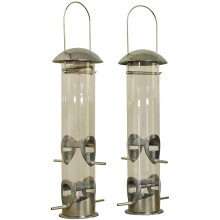 Heavy Duty Aluminium Bird Seed Feeders with 4 Feeding Ports (Set of 2)