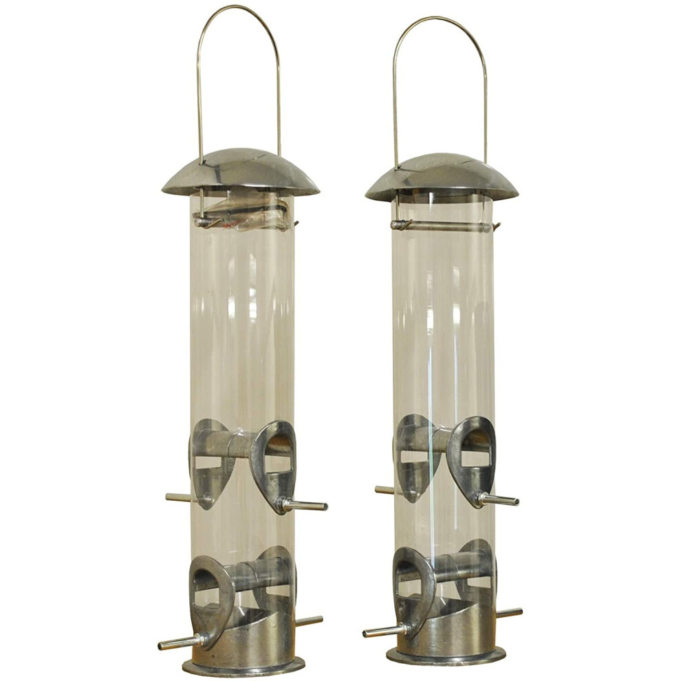 Selections Heavy Duty Aluminium Bird Seed Feeders With 4 Feeding Ports (Set Of 2)
