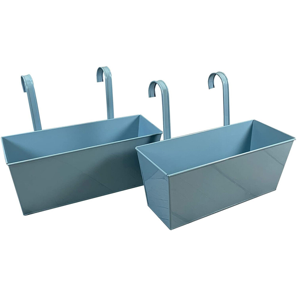 Duck Egg Blue Balcony Hanging Balcony Planters (Set of 2)