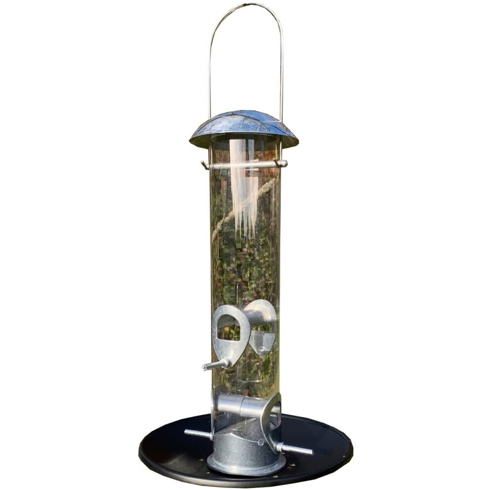 Heavy Duty Aluminium Bird Seed Feeder with Seed Catcher Tray