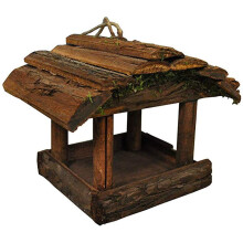 Hanging Wooden Bird Table Feeder