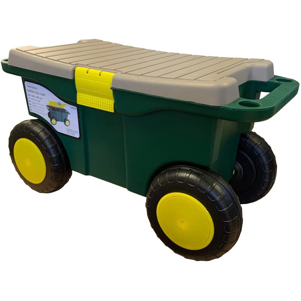 Rolling Sit On Garden Tool Storage Cart