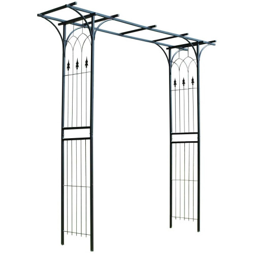 Metal Fleur de Lys Garden Arbour Style Arch with Ground Spikes