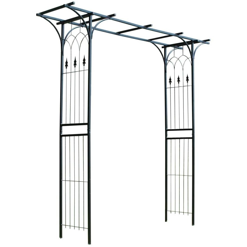 Selections Metal Fleur De Lys Garden Arbour Style Arch With Ground Spikes Black