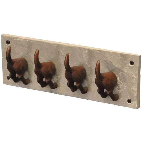 Selections Cast Iron and Slate Dog Tail Wall Hooks