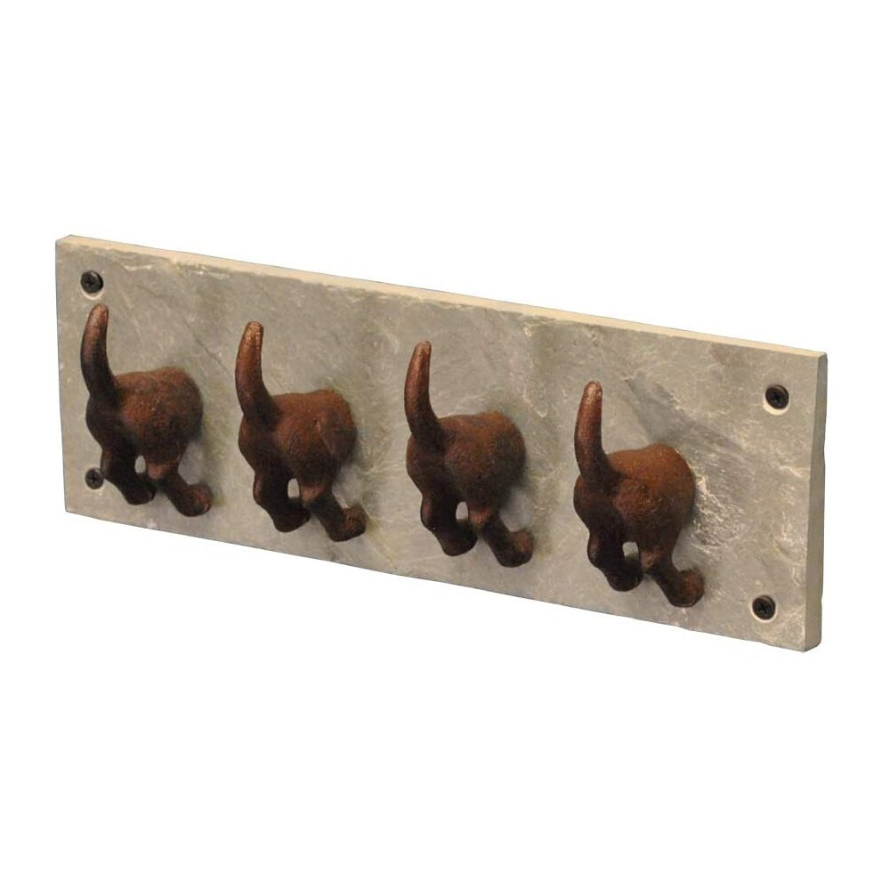 Cast Iron and Slate Dog Tail Wall Hooks