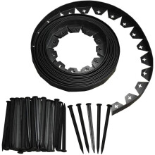 Flexible Plastic Garden Edging with 40 Pegs (10m) Curvable Lawn Border Kit