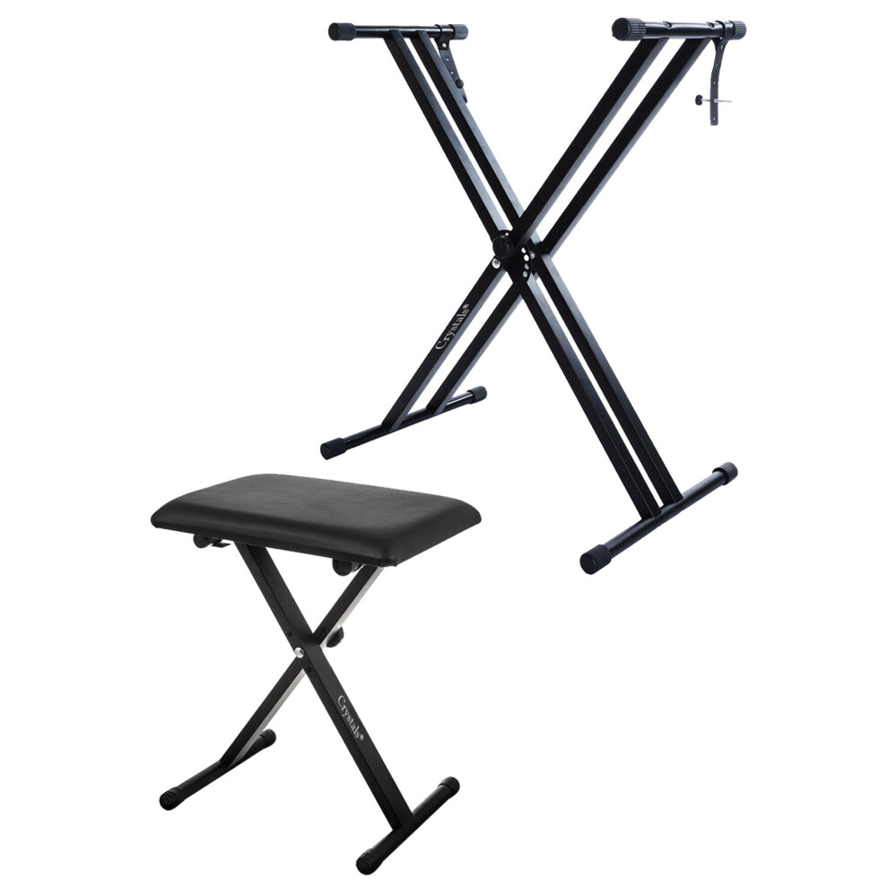 (Double Brace Stand + Chair) Piano Keyboard Stand Chair Stool