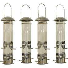 Heavy Duty Aluminium Bird Seed Feeders with 4 Feeding Ports (Set of 4)