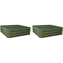 Set of 2 x Metal Raised Vegetable Beds in Green (100cm x 30cm)