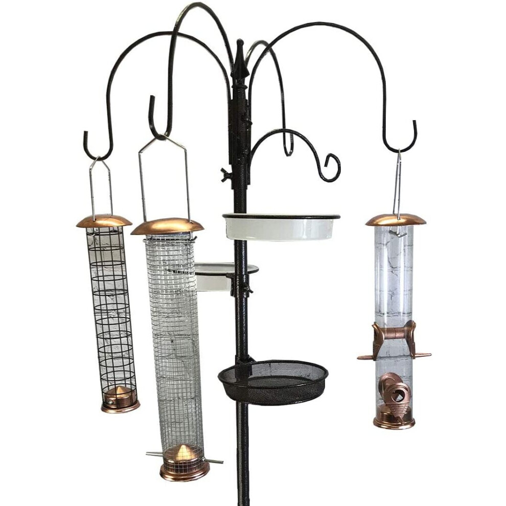 Selections Deluxe Complete Metal Bird Feeding Station With Large Copper Style Feeders