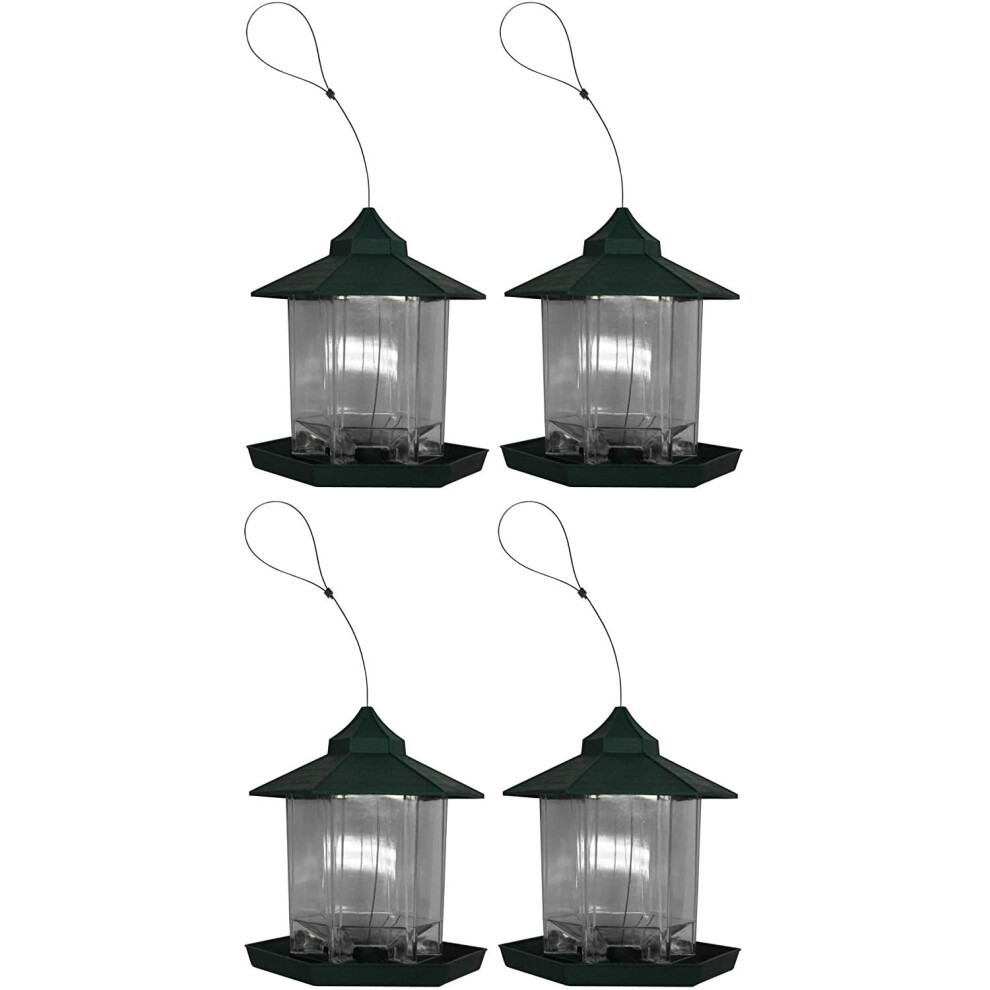 Selections 4 X Durlston Chalet Bird Seed & Nut Feeders Green