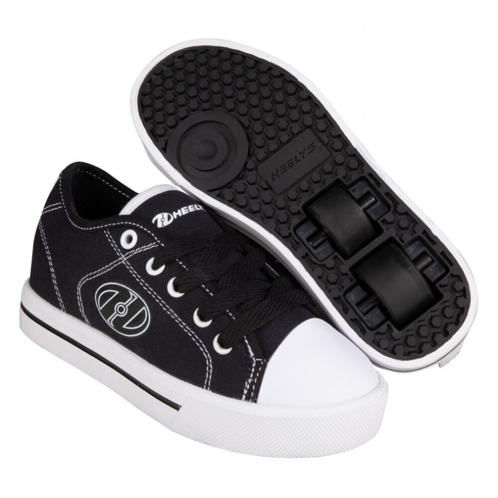 (12 Child UK) Heelys Classic X2 Childrens Kids Wheels Skating Boys Shoes Black/White HE100852