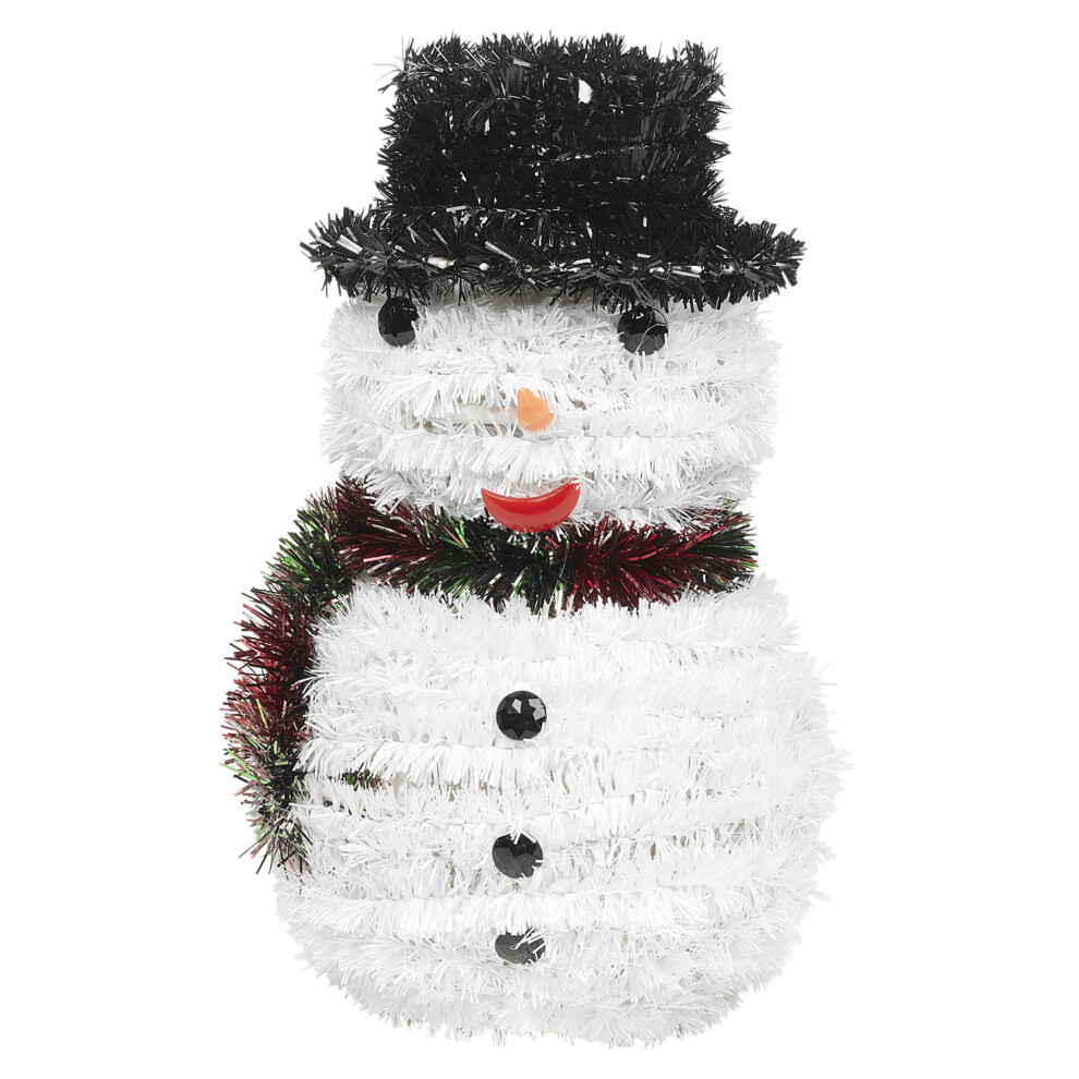 (Snowman) 26cm Light Up Festive Tinsel Christmas Character Figurine With Warm LEDs DÃ©cor