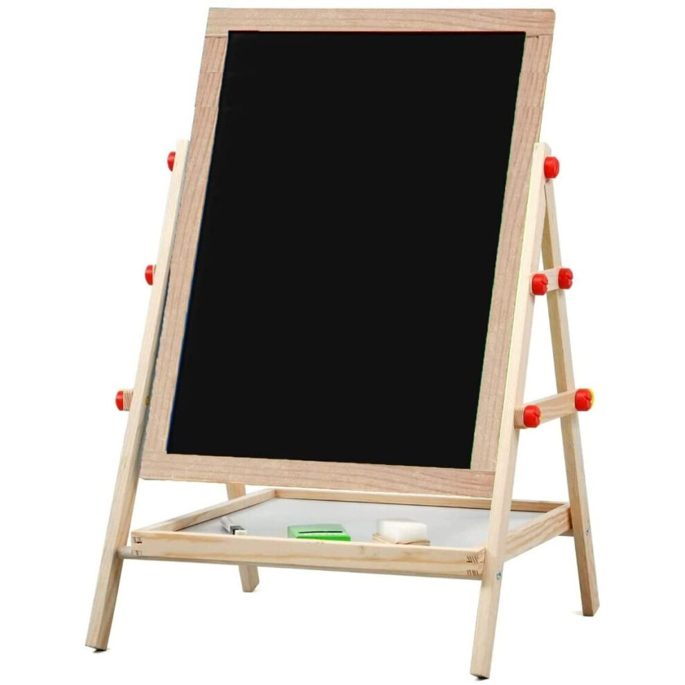 Abaseen 2 in 1 Kids Children Wooden Easel Chalk Drawing Writing Board Black/White